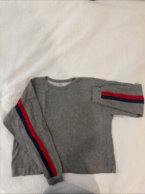 Velvet Sweatshirt with Red & Navy Stripe